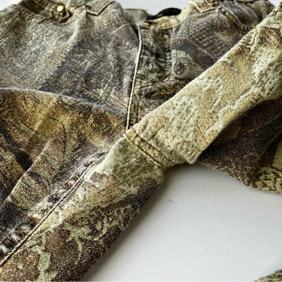 Roberto Cavalli Rare Pattern Vintage Baroque Print Metallic Bootcut Jean… - Picture 8 of 12